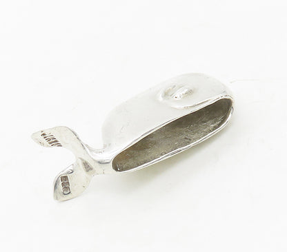 925 Sterling Silver  Vintage Shiny Polished Whale Motif Pendant  PT13349