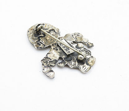MEXICO 925 Sterling Silver  Vintage Love Heart Little Girl Brooch Pin  BP2102