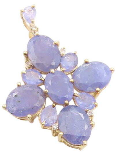 925 Sterling Silver Vintage Pendant Gold Plated Oval Drop Cut Tanzanite  PT24156
