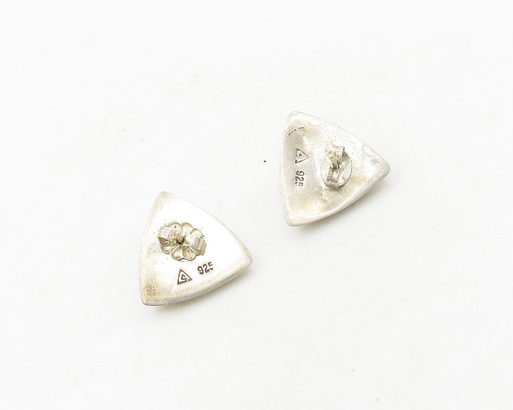 925 Sterling Silver & 14K GOLD  Vintage Shiny Triangle Stud Earrings  EG9523