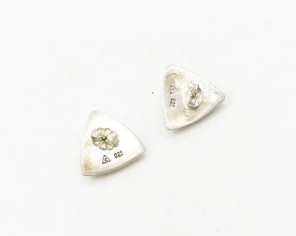 925 Sterling Silver & 14K GOLD  Vintage Shiny Triangle Stud Earrings  EG9523