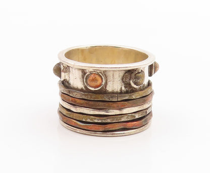 925 Sterling Silver Vintage Ring Multi Tone Wide Spinner Band  Sz 9  RG35711