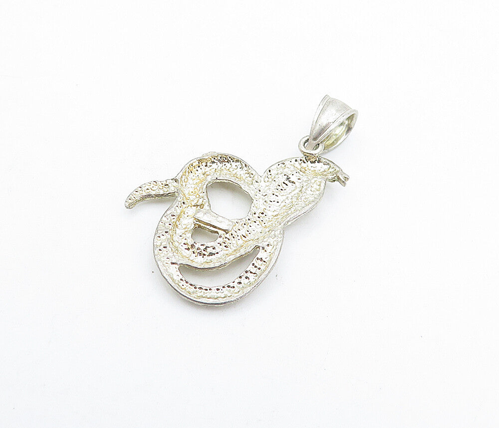 925 Sterling Silver  Vintage Slithering Cobra Snake Motif Drop Pendant  PT2499