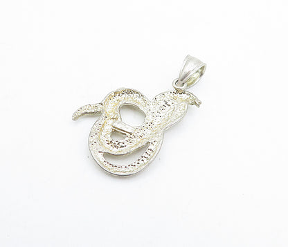925 Sterling Silver  Vintage Slithering Cobra Snake Motif Drop Pendant  PT2499