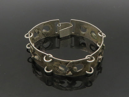 POLAND 925 Sterling Silver  Vintage Sculpted Link Chain Bracelet  BT9253