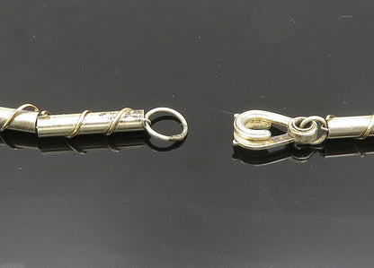 925 Sterling Silver & 14K GOLD  Vintage Wrapped Bar Link Chain Necklace NE3343