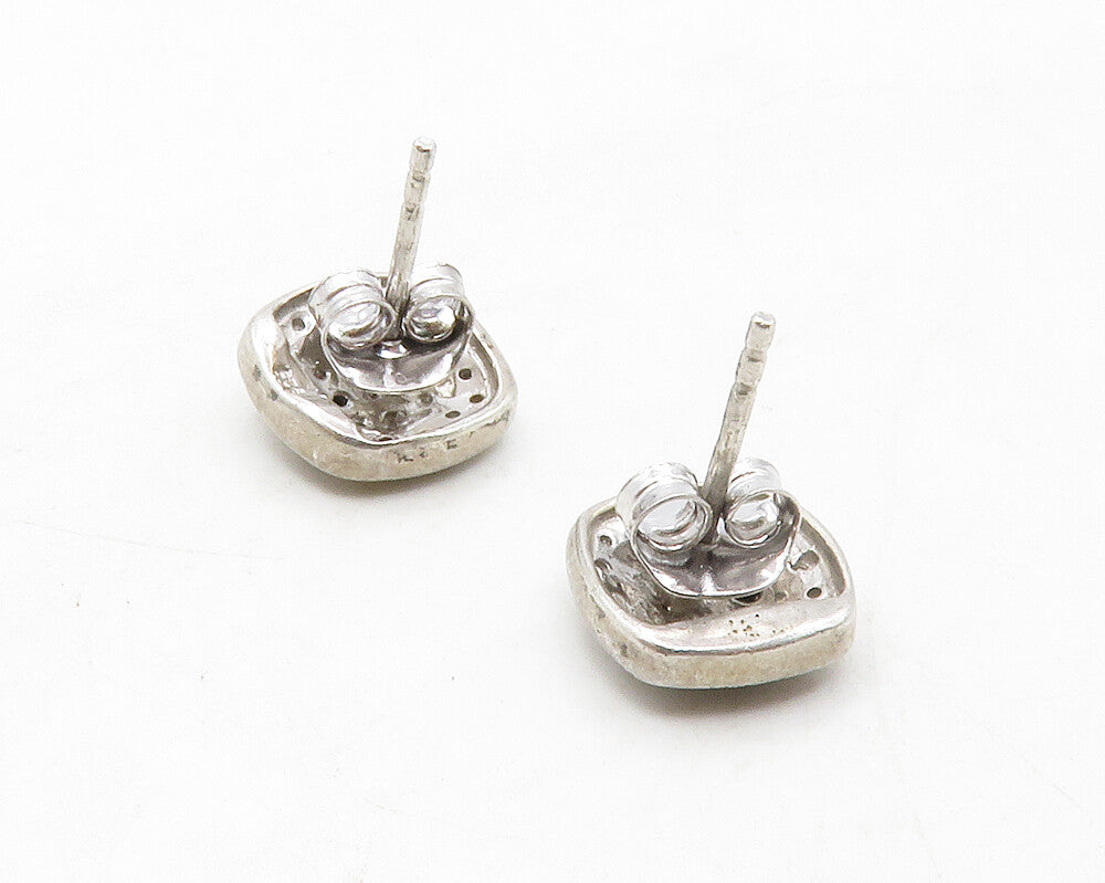 925 Sterling Silver Vintage Genuine Black & White Diamonds Stud Earrings  EG6716