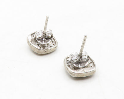 925 Sterling Silver Vintage Genuine Black & White Diamonds Stud Earrings  EG6716