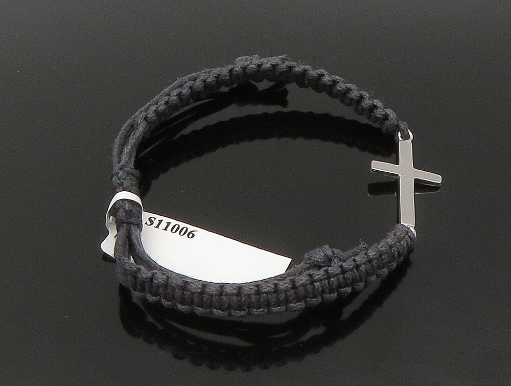 925 Sterling Silver  Religious Cross Adjustable Friendship Bracelet  BT1027