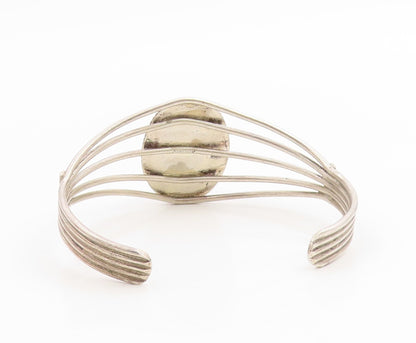 925 Sterling Silver Vintage Bracelet NAVAJO Cabochon Black Onyx Cuff  BT12001