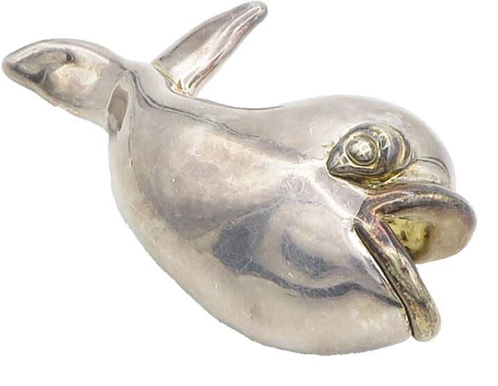 BAT AMI ISRAEL 925 Silver  Vintage Hollow Whale Motif Brooch Pin  BP6141