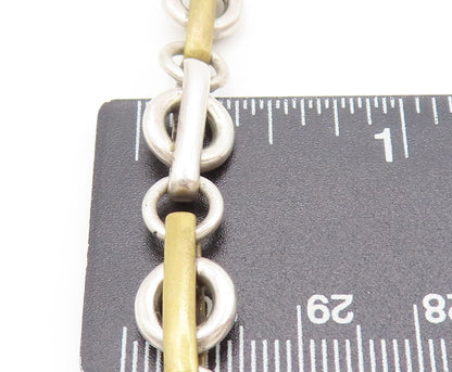 MEXICO 925 Silver  Vintage Rings Connected By Golden Loop Necklace  NE4189