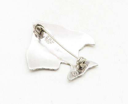MEXICO 925 Sterling Silver  Vintage Shiny Swimming Fish Brooch Pin  BP3557