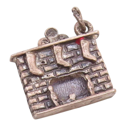 DANECRAFT 925 Silver  Vintage Christmas Stockings Fireplace Pendant  PT21668