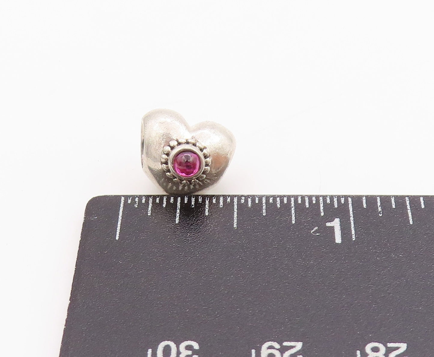925 Sterling Silver Vintage Pendant PANDORA Cabochon CZ Heart Charm  PT24502