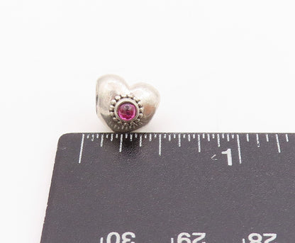 925 Sterling Silver Vintage Pendant PANDORA Cabochon CZ Heart Charm  PT24502