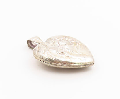 925 Sterling Silver Vintage Pendant Art Nouveau Style Love Heart OPENS  PT26283