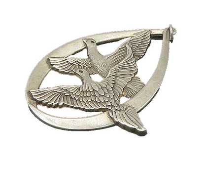WALLACE 925 Silver  Vintage Enamel 1972 Peace On Earth Doves Pendant  PT17495