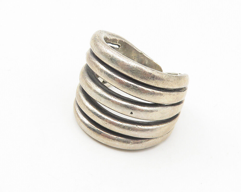 925 Sterling Silver  Vintage Smooth Dark Tone Split Band Ring Sz 5.5  RG10729