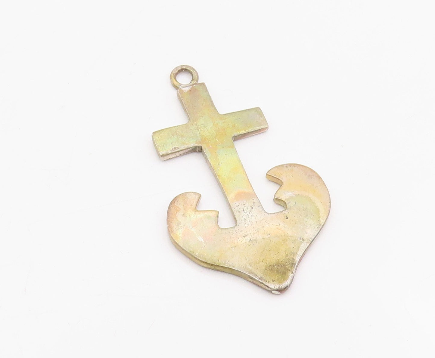 925 Sterling Silver Vintage Pendant Nautical Anchored Religious Cross  PT25725