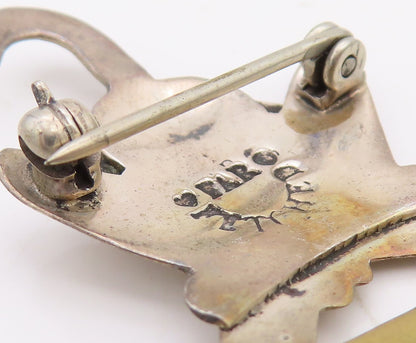 925 Sterling Silver Vintage Brooch Pin FAR FETCHED Dog Chasing Bone BP11200