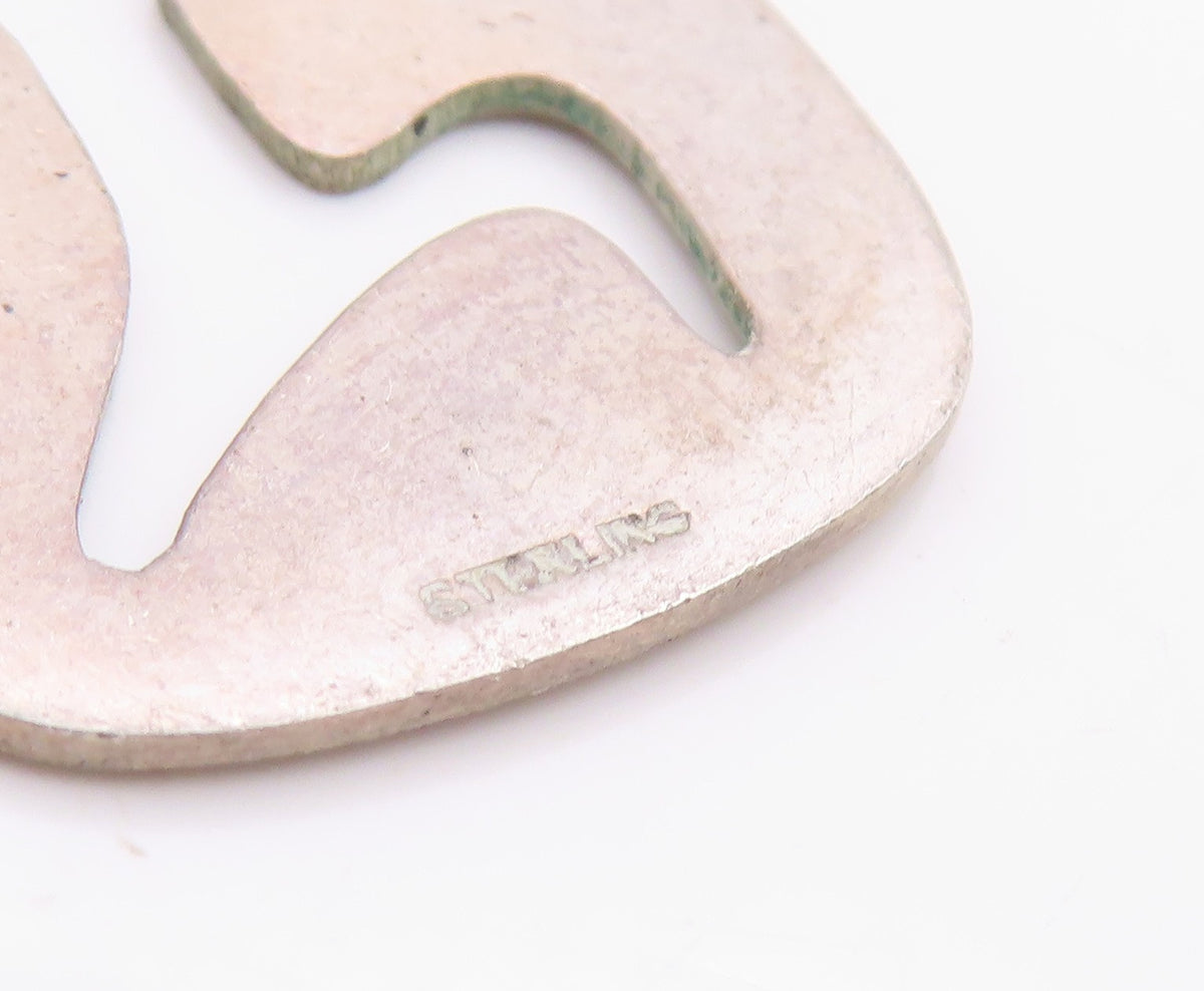 925 Sterling Silver Vintage Pendant Minimalistic Running Human Cutout PT24685