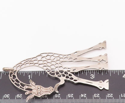 925 Sterling Silver Vintage Pendant Minimalist Cutout Etched Giraffe  PT22832
