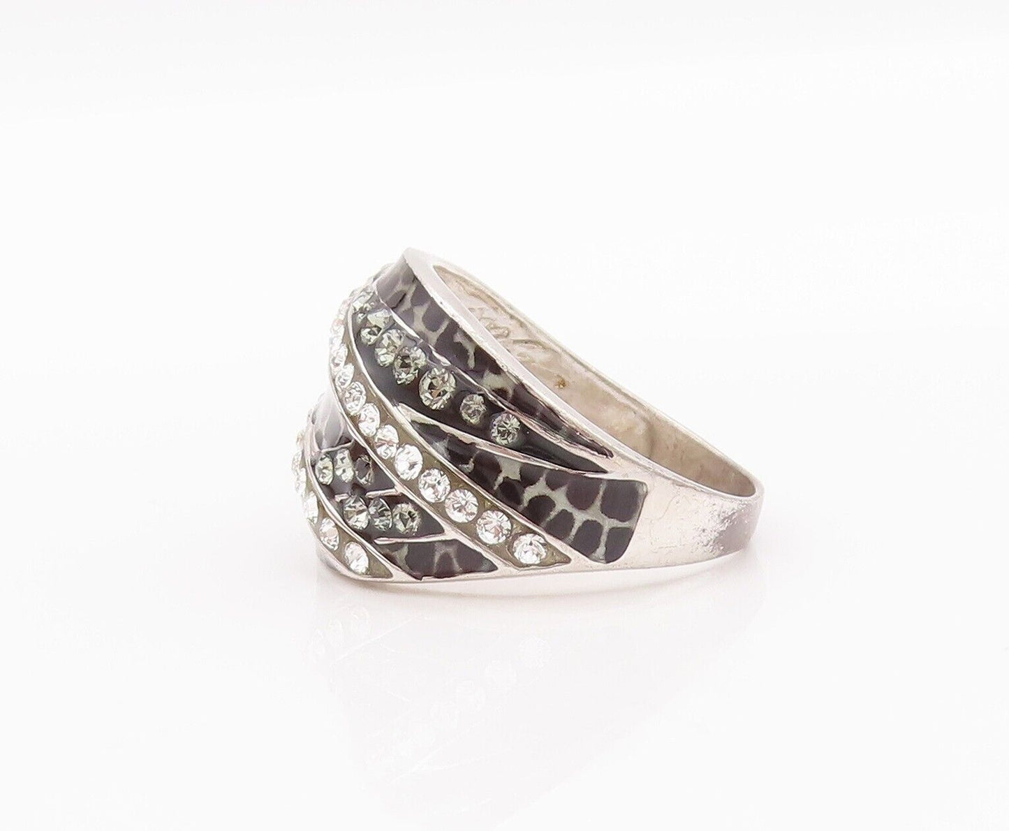 925 Sterling Silver Vintage Ring DAVID SIGAL Snake Skin & CZ  Sz 10.5  RG28276