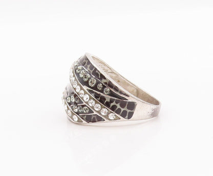 925 Sterling Silver Vintage Ring DAVID SIGAL Snake Skin & CZ  Sz 10.5  RG28276