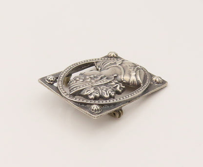 925 Sterling Silver  Vintage Woman's Side Profile Cutout Brooch Pin  BP10202