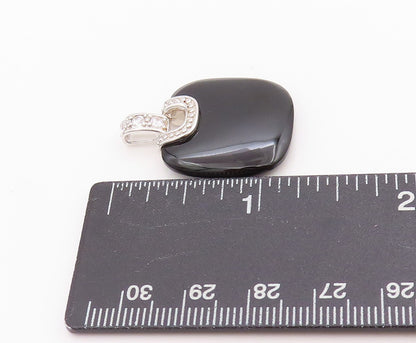 925 Sterling Silver Vintage Pendant Hand Bag Design Cabochon Onyx  PT24559