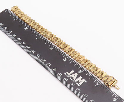 925 Sterling Silver Vintage Bracelet Gold Plated Repeated Pattern Cutout BT10467
