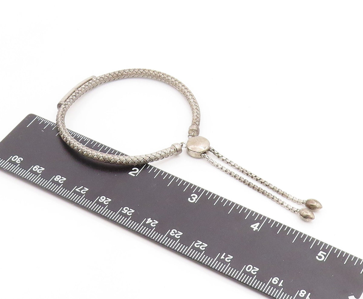 925 Sterling Silver Vintage Bracelet EFFY Real Diamonds Woven Bar Bangle BT11891