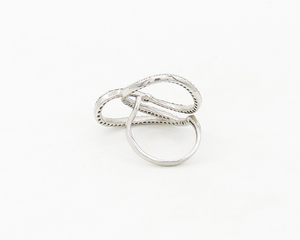 925 Sterling Silver  Sparkling Cubic Zirconia Swirl Band Ring Sz 8.5  RG17091