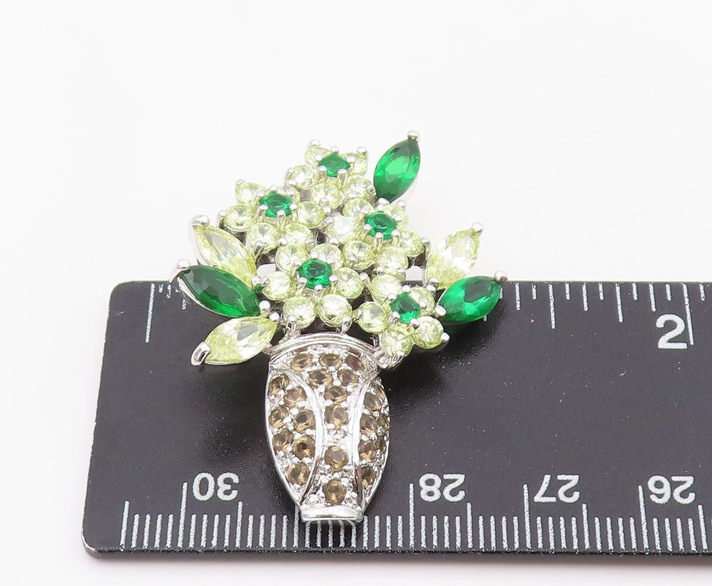 925 Sterling Silver Vintage Brooch Multi Gemstone Floral Bouquet Pin  BP12092