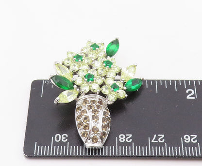 925 Sterling Silver Vintage Brooch Multi Gemstone Floral Bouquet Pin  BP12092