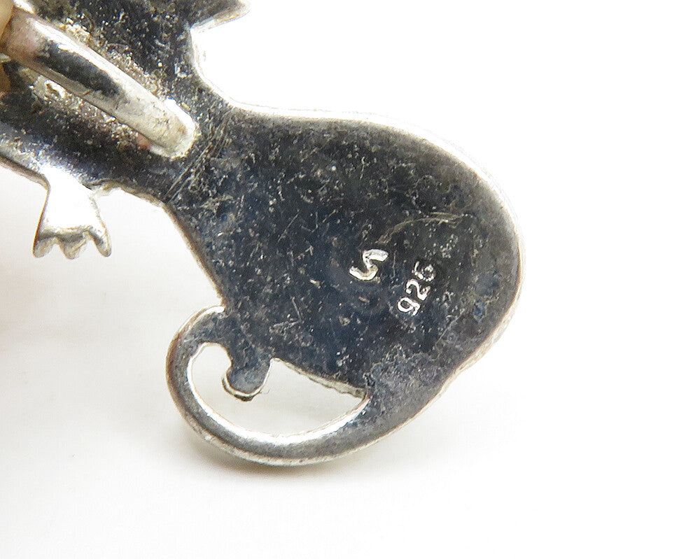 925 Sterling Silver  Petite Sparkling Marcasite Sitting Cat Pendant  PT13573
