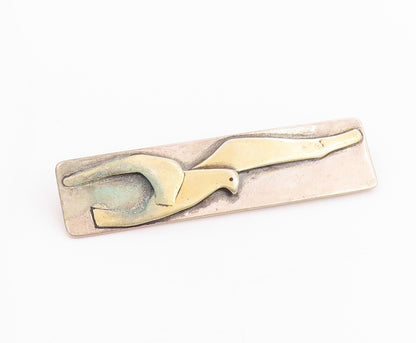 925 Sterling Silver Vintage Brooch Designer Large Winged Bird Flying  BP11731