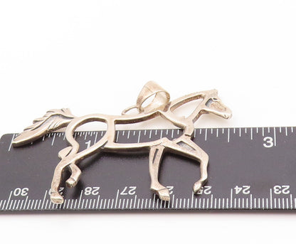 925 Sterling Silver Vintage Pendant Modernist Stencil Cutout Horse  PT24227