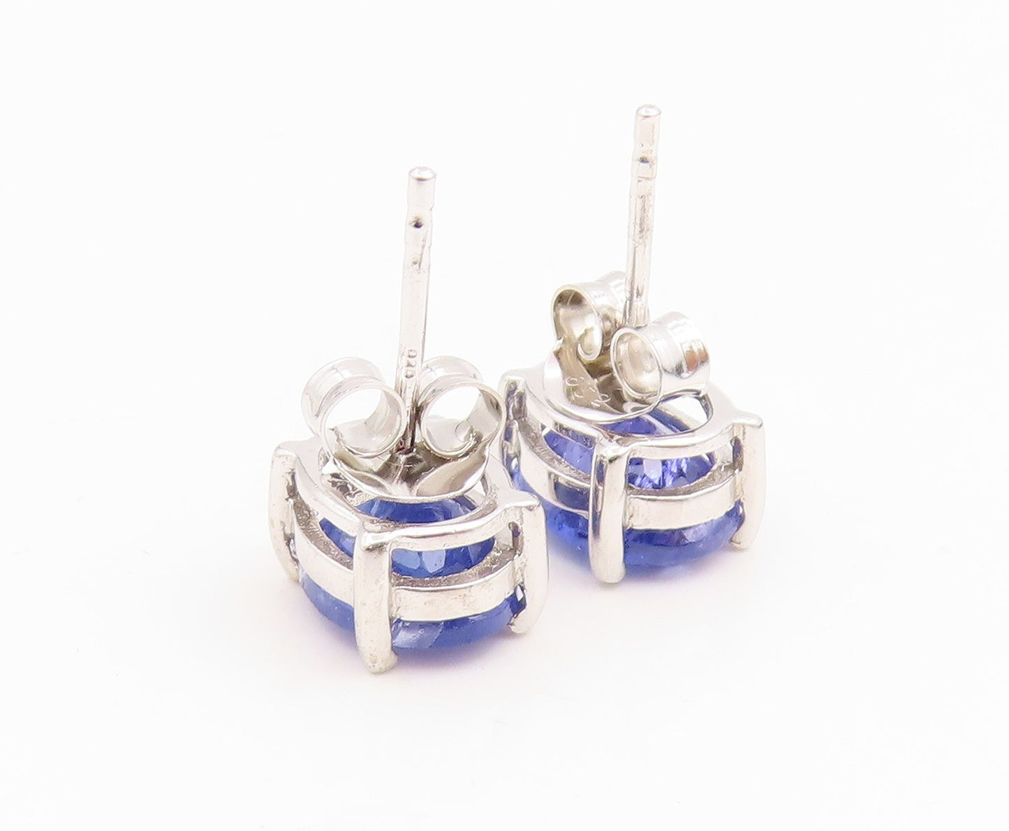 925 Sterling Silver Vintage Earrings Minimalist Oval Cut Tanzanite Stud  EG14126