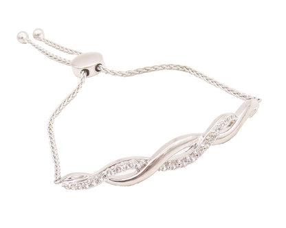 925 Sterling Silver Vintage Bracelet Topaz Beaded Infinity Bolo  BT10195