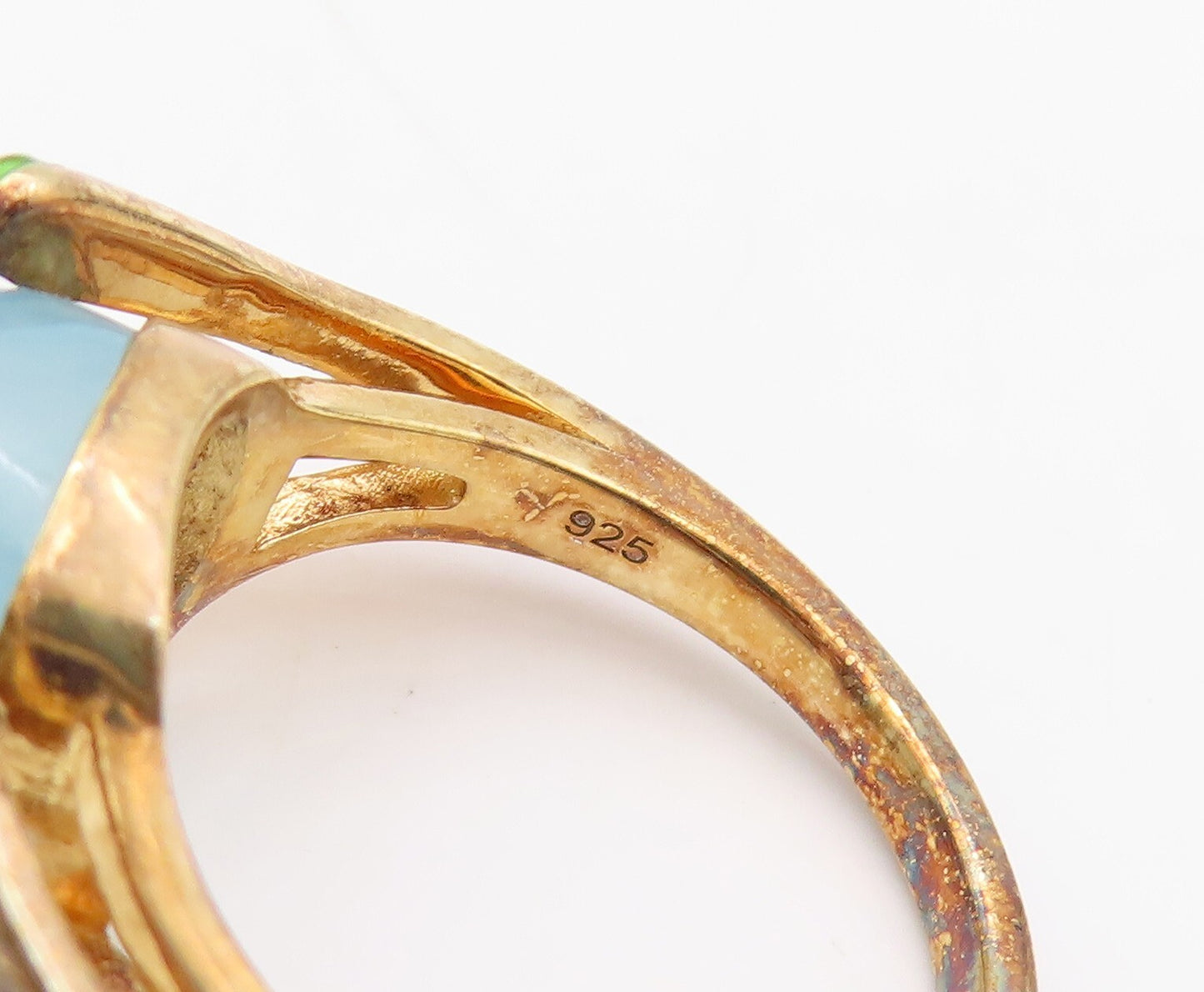 925 Sterling Silver Vintage Ring Gold Plated Designer Gemstone CZ Sz 7.5 RG30477