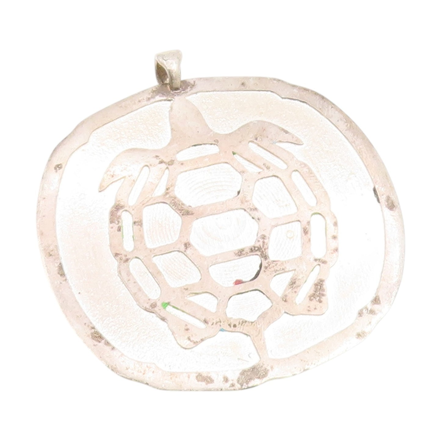925 Sterling Silver Vintage Pendant Geometric Honeycomb Turtle Design  PT25194