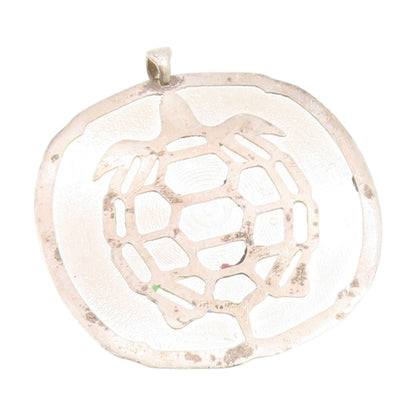 925 Sterling Silver Vintage Pendant Geometric Honeycomb Turtle Design  PT25194