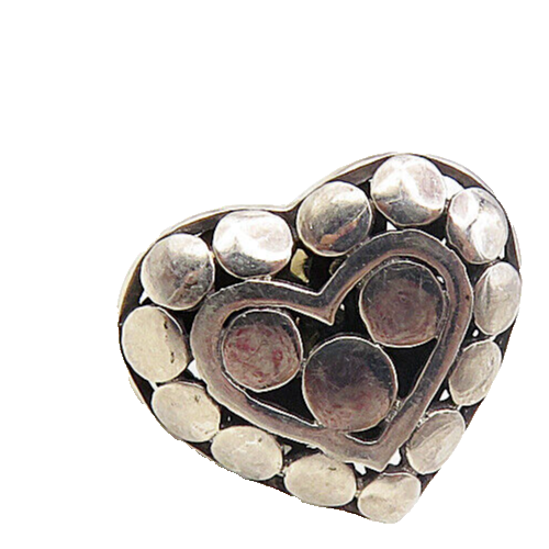 925 Sterling Silver  Vintage JOHN HARDY Solid Love Heart Lapel Pin  TR1494