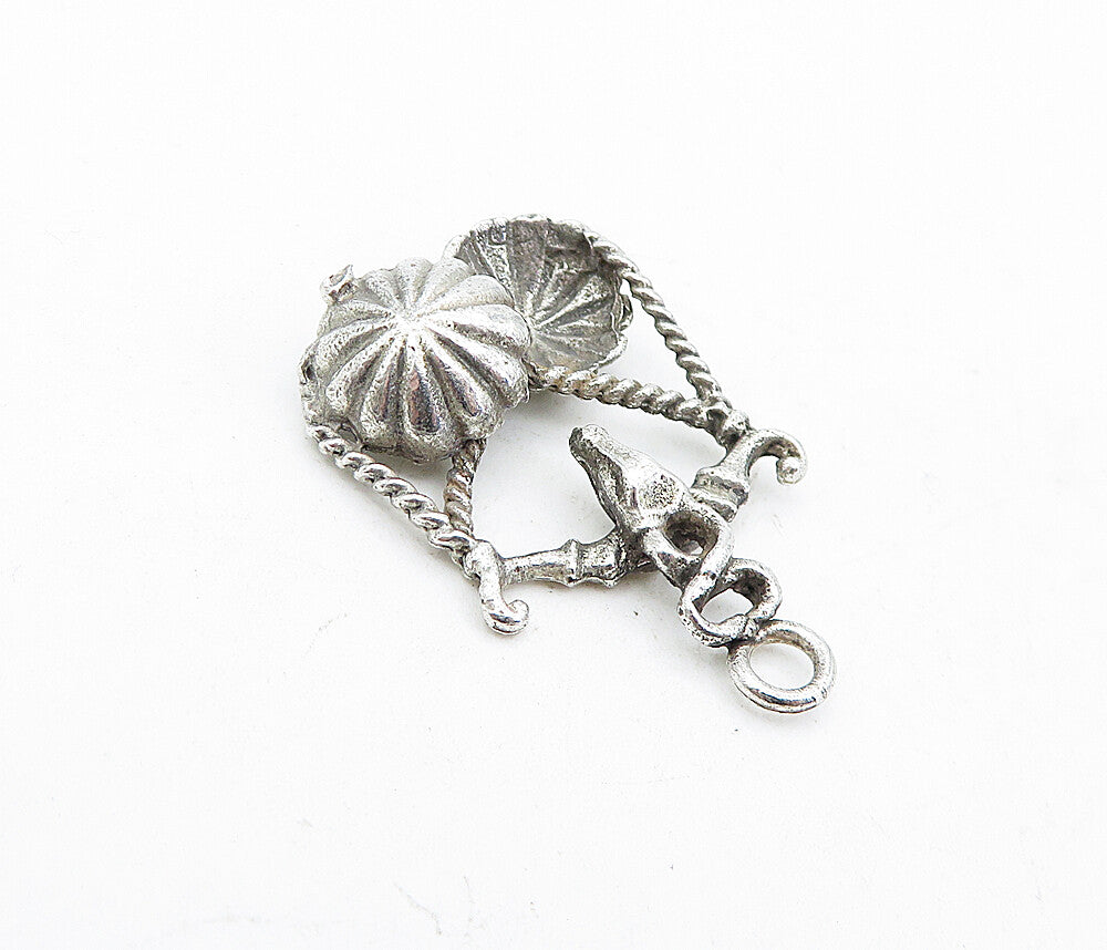 925 Sterling Silver  Vintage Horned Animal Twist Balance Scale Pendant  PT3338