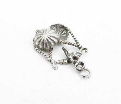 925 Sterling Silver  Vintage Horned Animal Twist Balance Scale Pendant  PT3338