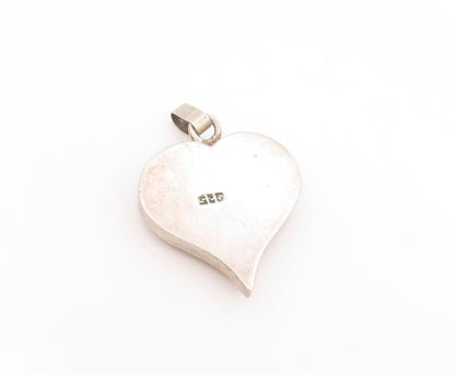 925 Sterling Silver Vintage Pendant Pressed Floral Love Heart Design  PT25073