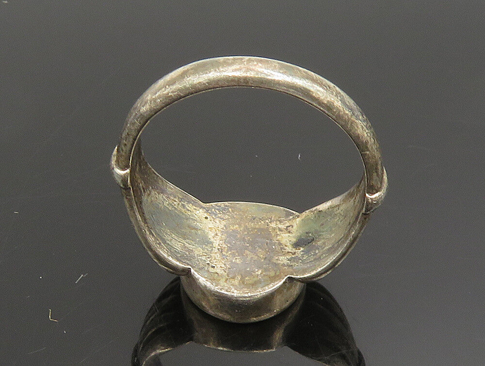 925 Sterling Silver  Vintage Yellow Enamel Ribbed Band Ring Sz 6  RG25105