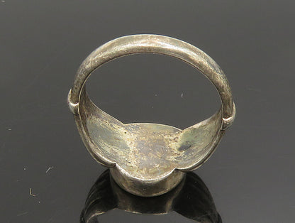 925 Sterling Silver  Vintage Yellow Enamel Ribbed Band Ring Sz 6  RG25105